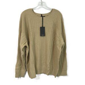 Men's Crewneck Pullover Sweater Textured Khaki Beige Tan Men Size 2XL, NEW